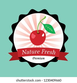 nature fresh cherry fruit vector. premium cherry label design. 