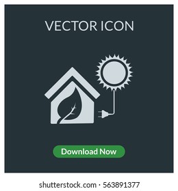 Nature friendly home with solar energy vector icon