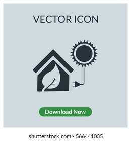 Nature friendly home with solar energy vector icon