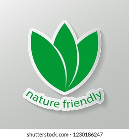 Nature friendly label logo. tags with text.