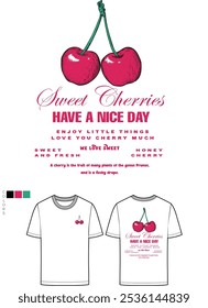 Nature fruit club print design. Sweet cherry artwork. Love you cherry much. Cherry fruit print.