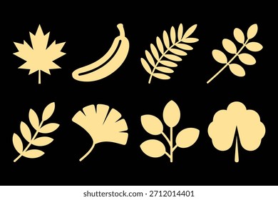 Natur und Frucht Ikonen Ahornblatt Banane