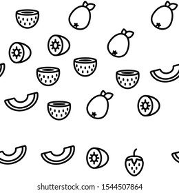 Nature Fruit Vector Seamless Pattern Thin Line Illustration