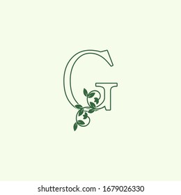Nature G letter logo icon, antique  vector design Nature Floral Leaf Luxury concept for business.