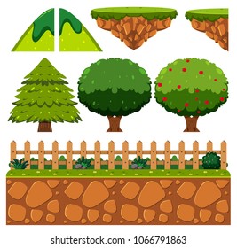 Nature Game Element on White Background illustration