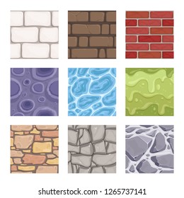 Nature game textures. Seamless pattern of craters of the moon water liquid goo stones vector colored background