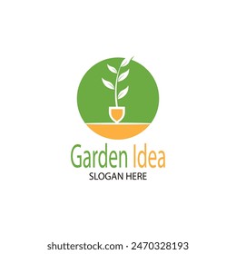 Nature Garden idea  smart idea garden  Green idea  logo design vector illustration