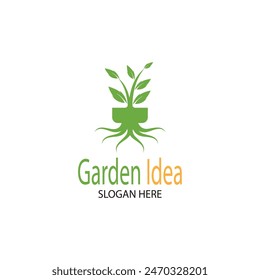 Nature Garden idea  smart idea garden  Green idea  logo design vector illustration
