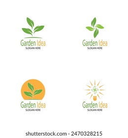 Nature Garden idea  smart idea garden  Green idea  logo design vector illustration