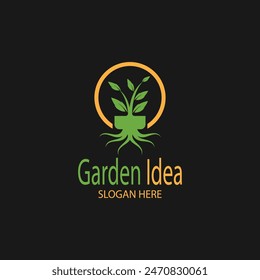 Nature Garden idea  smart idea garden  Green idea  logo design vector illustration