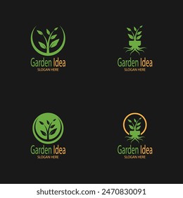 Nature Garden idea  smart idea garden  Green idea  logo design vector illustration