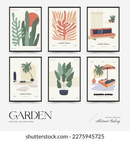 Nature, garden and landscape poster template or card. Flowers and plants at home and outdoor.