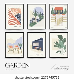 Nature, garden and landscape poster template or card. Flowers and plants at home and outdoor.