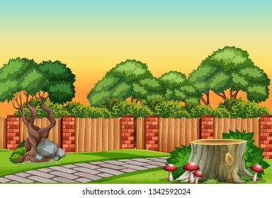 A nature garden scene illustration