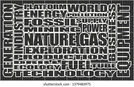 Nature gas relative tags cloud. Image relative to gas production and supply
