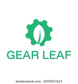 nature gear leaf flat minimalist logo design