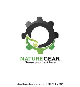 Nature gear logo design template illustration. suitable for natural, brand, health, corporate, eco etc