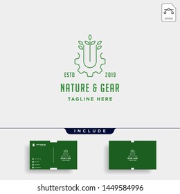 nature gear logo vector farm industry line icon symbol sign isolated