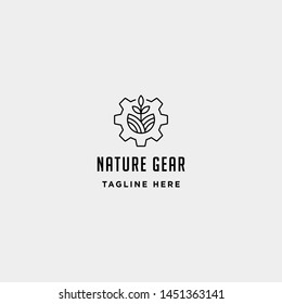 nature gear logo vector farm industry line icon symbol sign isolated