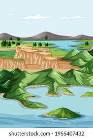 Nature geographic landscape vector illustration