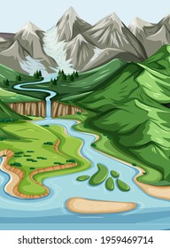 Nature geographic landscape vector illustration