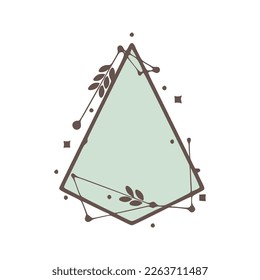 Marcos geométricos naturales con hojas hechas de líneas y puntos en estilo dibujado a mano.