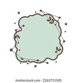 Nature geometric frames with leaves made from lines and dots in hand drawn style.