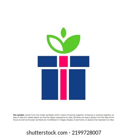 Nature Gift Logo Design Template. Gift Leaf logo concept vector. Creative Icon Symbol