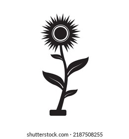 Nature girasol botanical sunflower icon | Black Vector illustration |