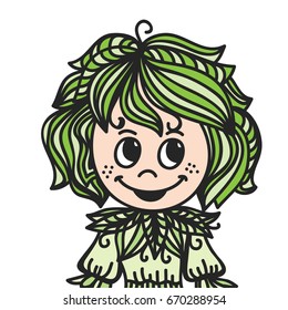 Nature girl. Vector illustration.