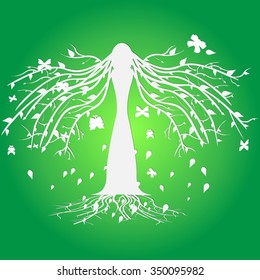 Nature and girl. Vector logo