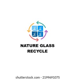 Nature glass recycle, logo for glass recycling company so that it supports environmentally friendly.