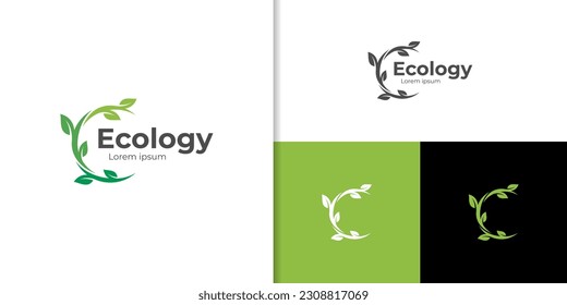 diseño de iconos del logotipo de la hoja de tierra y del globo de la naturaleza, diseño de logotipo ecológico, símbolo del logotipo y concepto de diseño ambiental mundial