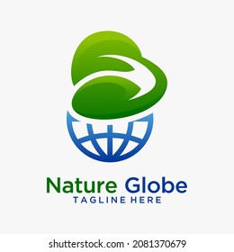 Nature globe logo design illustration