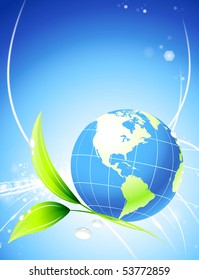 Nature Globe on Abstract Light Background Original Illustration