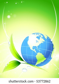 Nature Globe on Abstract Light Background Original Illustration