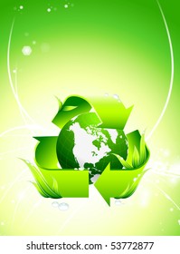 Nature Globe on Abstract Light Background Original Illustration