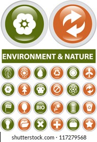 conjunto de botones de brillo de naturaleza, vector