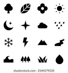 Nature glyph icon vector set design template