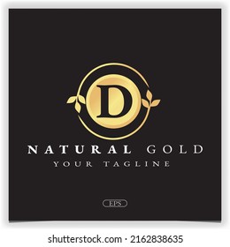 nature gold letter d logo premium elegant template vector eps 10