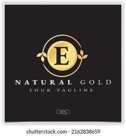 nature gold letter e logo premium elegant template vector eps 10