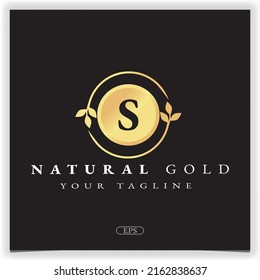 nature gold letter s logo premium elegant template vector eps 10