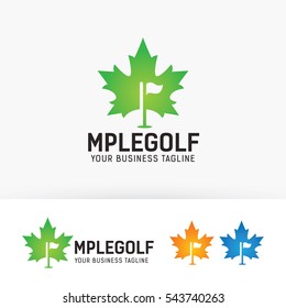 Nature gold logo design. Environment and Golf sport logo concept. Vector logo template