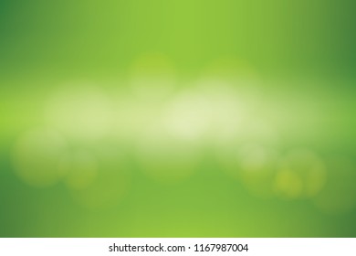 Nature gradient backdrop with bright sunlight. Abstract green blurred background. Ecology concept for your graphic design, banner or poster. Vector illustration.