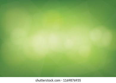 Nature gradient backdrop with bright sunlight. Abstract green blurred background. Ecology concept for your graphic design, banner or poster. Vector illustration.