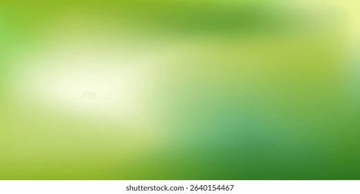 Nature gradient backdrop with bright sunlight. Abstract green blurred background. Ecology concept for your graphic design, banner or poster. Vector