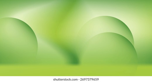Nature gradient backdrop with bright sunlight. Abstract green blurred background. 