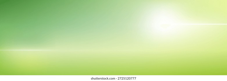 Nature gradient backdrop with bright sunlight. Abstract green blurred background. vector illustration