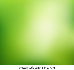 Nature gradient backdrop with bright sunlight. Abstract green blurred background. Ecology concept for your graphic design, banner or poster. Vector illustration