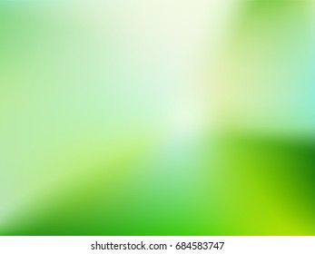 Nature gradient backdrop with sunlight. Abstract green blurred background. Ecology concept for your graphic design, website, banner or poster. Vector illustration